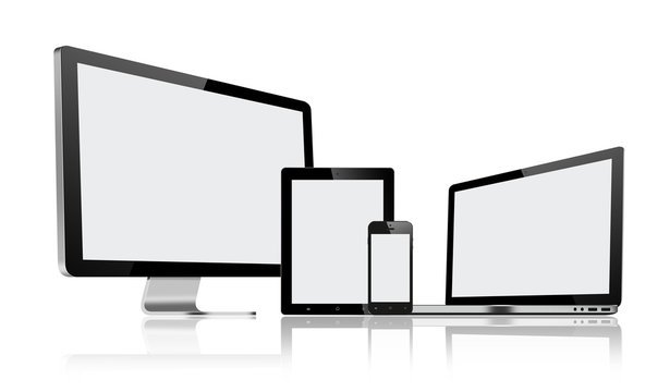 High resolution illustration set of modern computer monitor, lap