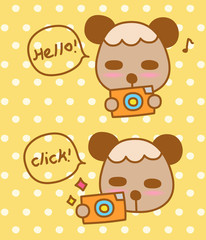Cute Doodle Panda and Camera