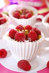 raspberry cupcakes in tea cup shape molds