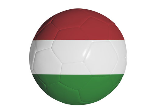 Hungarian flag graphic on soccer ball isolated on white