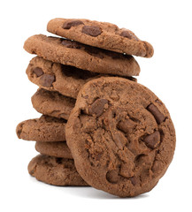 Chocolate pastry cookies isolated on white background