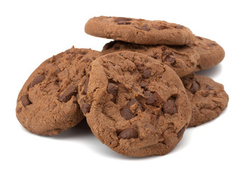 Chocolate pastry cookies isolated on white background