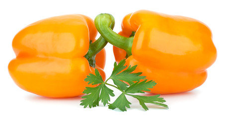 orange peppers isolated on white background closeup