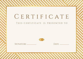 Certificate / Diploma template (design). Stripy gold pattern