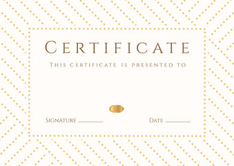 White Certificate / Diploma template (design). Stripy pattern