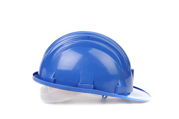 Blue hard hat.