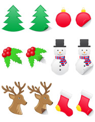 icons labels for christmas and new year vector illustration