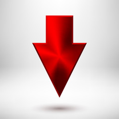 Down Arrow Sign with Red Metal Texture
