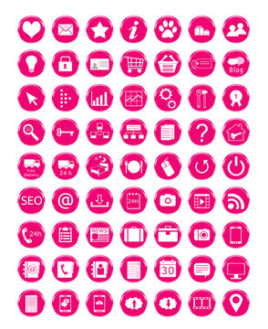 Set de iconos para web en color rosa