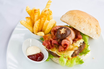 big hamburger isolated on white