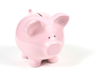 Pink Piggy Bank on white background 2