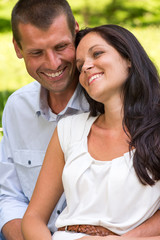 Close up portrait of young happy couple