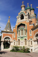 Fototapeta na wymiar Cathédrale Russe Saint Nicolas de Nice (Côte d'Azur-France)