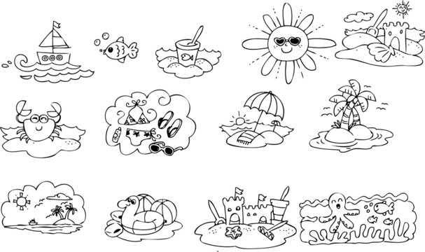 Coloring summer elements for children