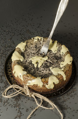 Cheesecake with black sesame seeds on Halloween