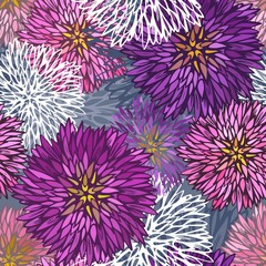 Seamless hand-drawn  aster pattern