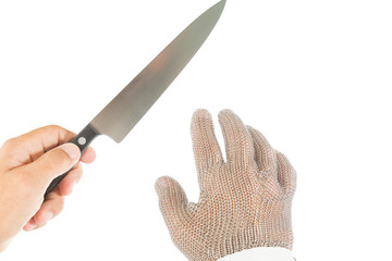 Hand with protective glove