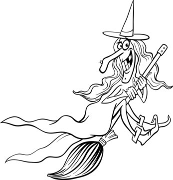 witch cartoon for coloring book