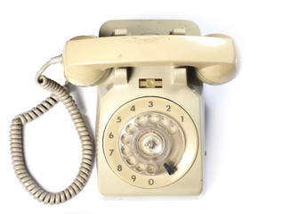 Old Telephone on White background from top view