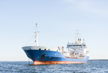 Chemical or gas tanker in sea