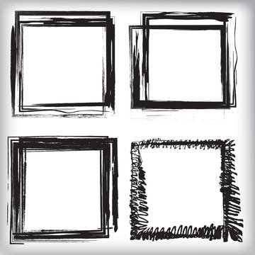 Vector set of grunge rectangle brush strokes