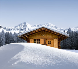 Fototapeta premium Schihütte im Schnee