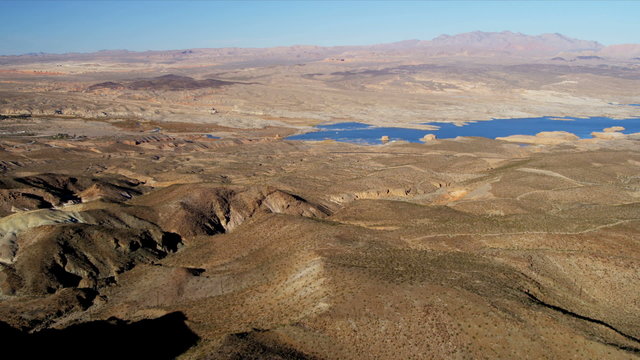 Aerial view Lake Mead desert reservoir, USA