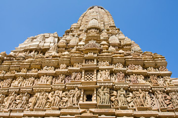 Stone carved temple in Khajuraho, Madhya Pradesh, India