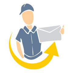 Illustration of delivery man handing package