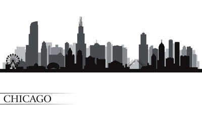 Chicago city skyline detailed silhouette - 56087600