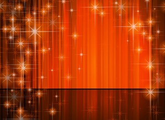 Red curtain with mysterious sparkles. Vector background.