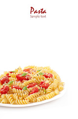pasta with tomato, basil and grated cheese