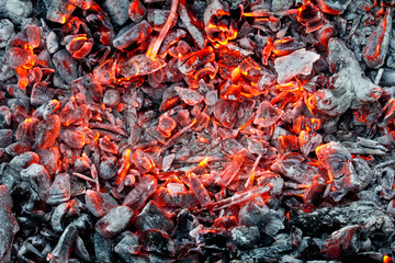 Background of the hot charcoal
