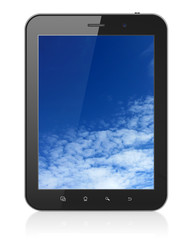 Sky on black tablet pc computer