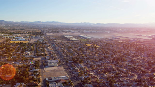 Aerial landscape view  desert communities, USA