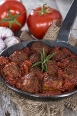 Fresh made Meatballs with Sauce in a pan