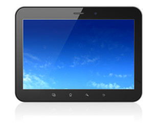Pixelated Sky on black tablet pc computer