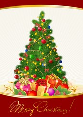 Christmas tree with gifts. Vector.