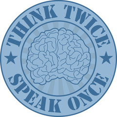 Vector vintage style badge with human brain