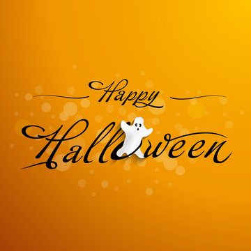 Halloween Typography  with funny ghost