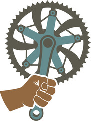 Obraz premium We got the power badge with bike chainring and fist