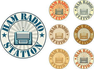 Vintage style ham radio station badges