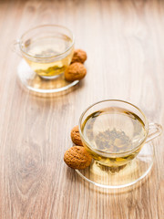 Two cups with green tea