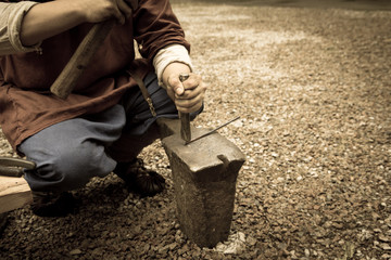 Work hammer on the anvil