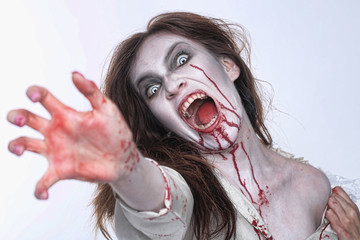 Psychotic Bleeding Woman in a Horror Themed Image - 56096009