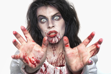Psychotic Bleeding Woman in a Horror Themed Image