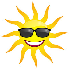 Smiling Sun in sunglasses. Vector illustration