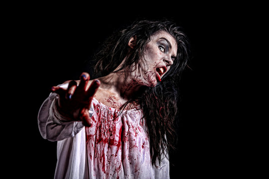 Psychotic Bleeding Woman in a Horror Themed Image
