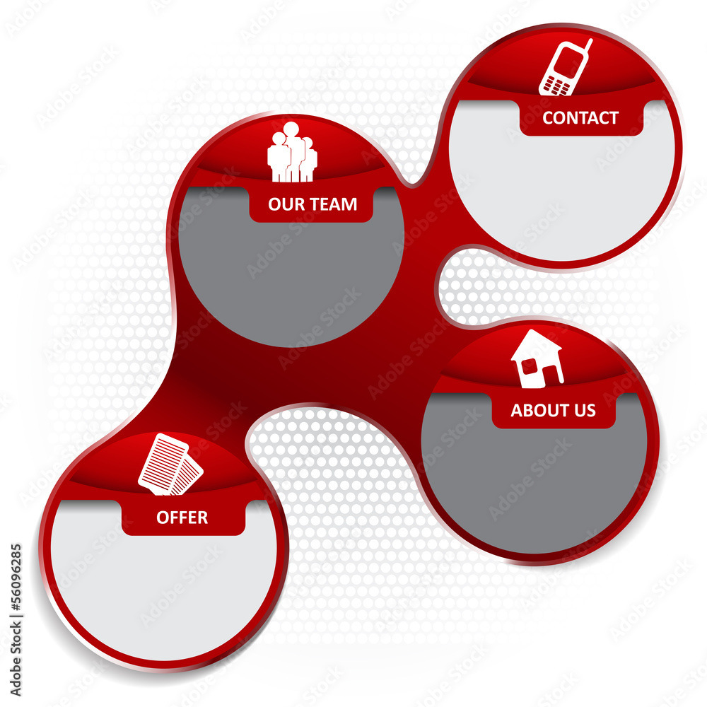 Poster red abstract vector infographic background with icons for compan