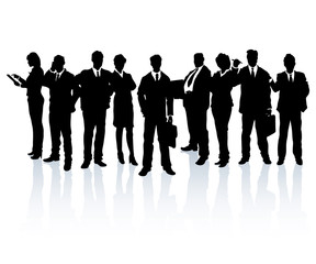 Silhouettes of business people forming a team.